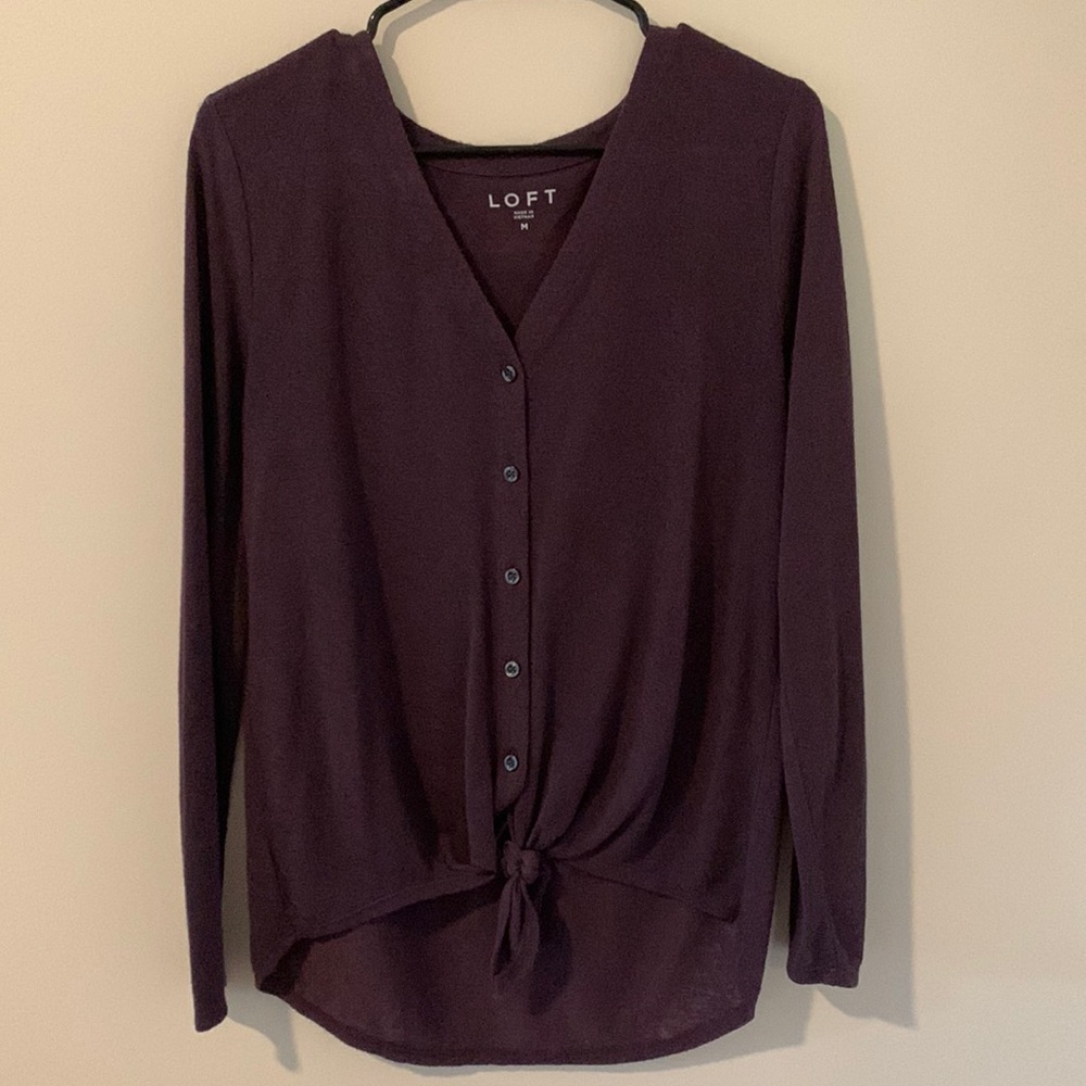 Purple Tie Front Long Sleeve